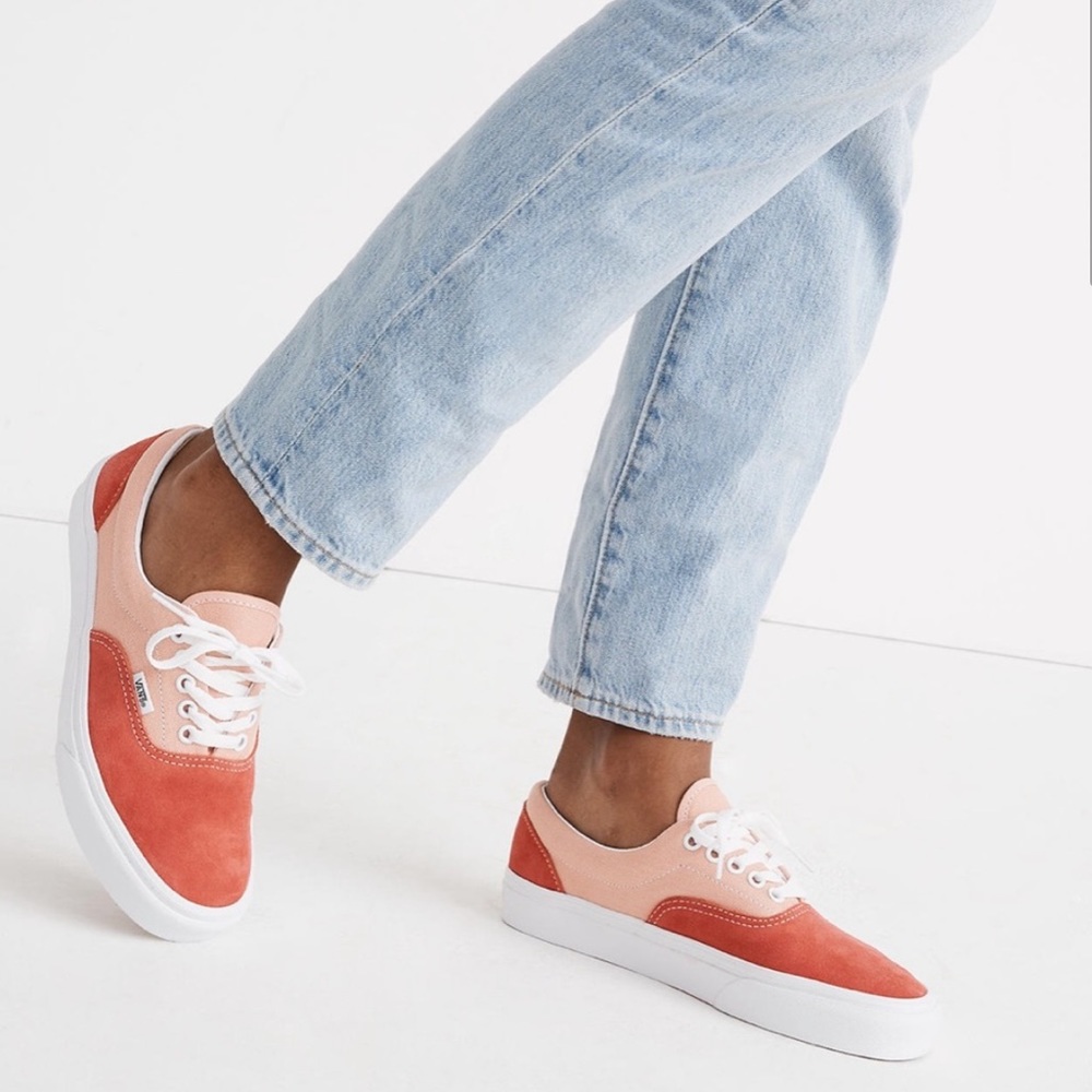 Madewell X Vans Era Laceup in poinsettia and salmon